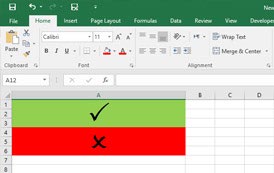 درج علامت تیک و ضربدر در سلولها