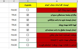 قراردادن چک باکس فعالیت ها