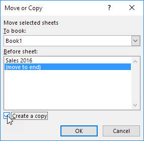 Copy Sheet in Excel