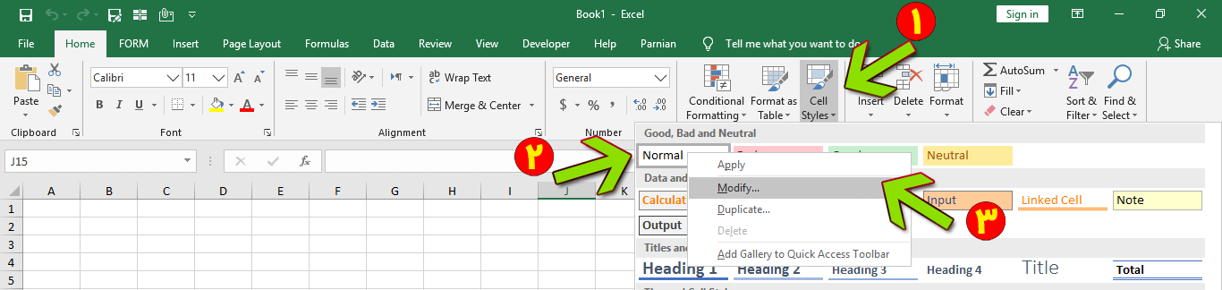 Modify Defult Style in Excel