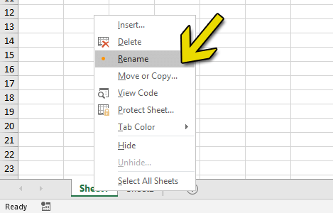 Rename Sheet in Excel By Right Click