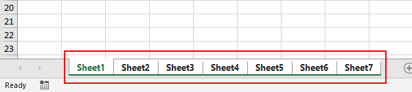 Select adjacent sheets in Excel