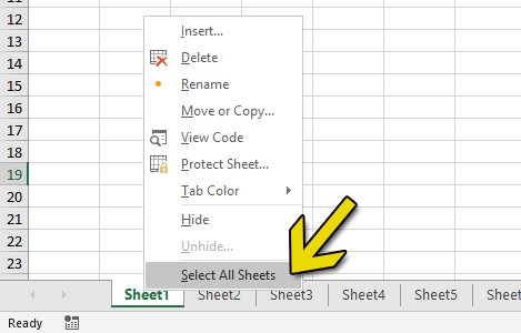 Select All Sheets in Excel By Right Click