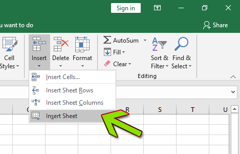 Insert Sheet From Home Tab in Excel