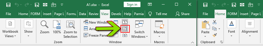 Synchronous Scrolling in excel