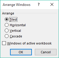 Arrange Windows in excel