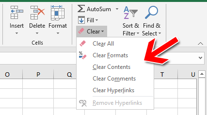 Clear Format in Excel