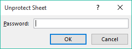 Enter Password For unprotect sheet in excel
