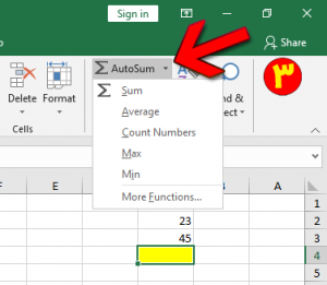 Use AutoSum in Excel