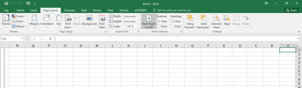 Microsoft Excel 2019 Workspace