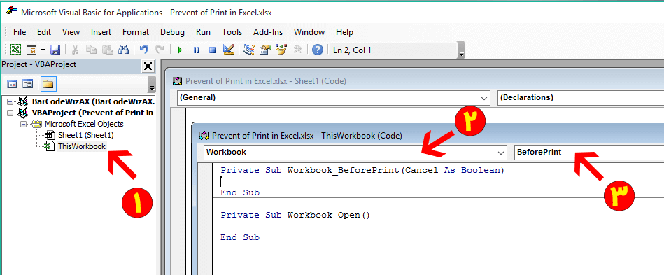 Before Print event in workbook on excel