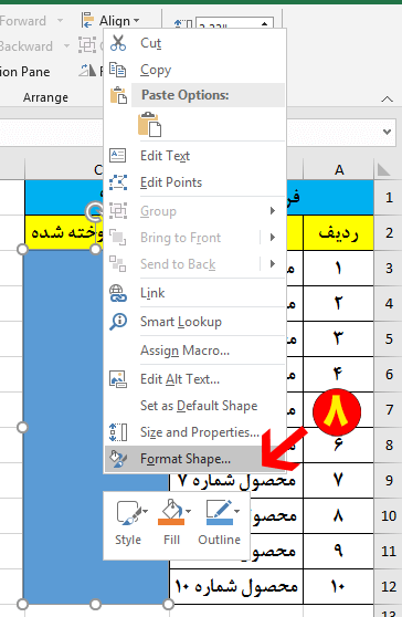 Format shape in Excel