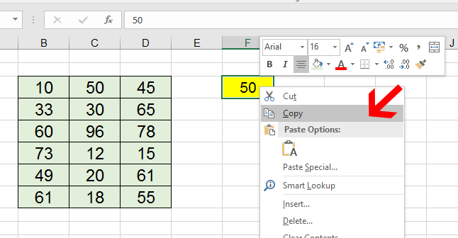 Select Copy of Cell in Excel