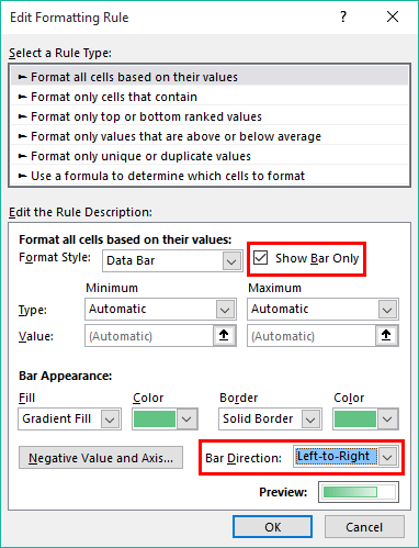Bar Direction in Edit Formatting Rule