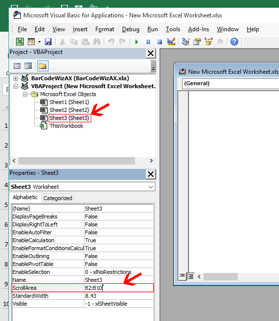 Scroll Area in Excel
