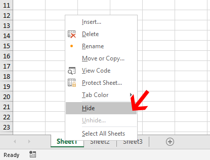 Hide Sheet in Excel