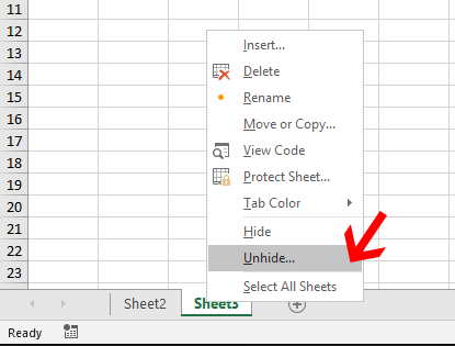 Unhide Sheet in Excel