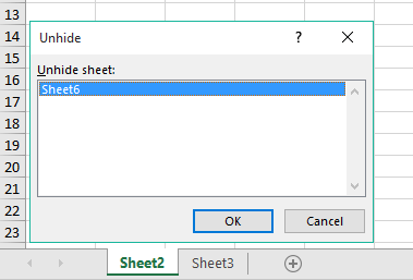 Show Hidden Sheet Window in Excel