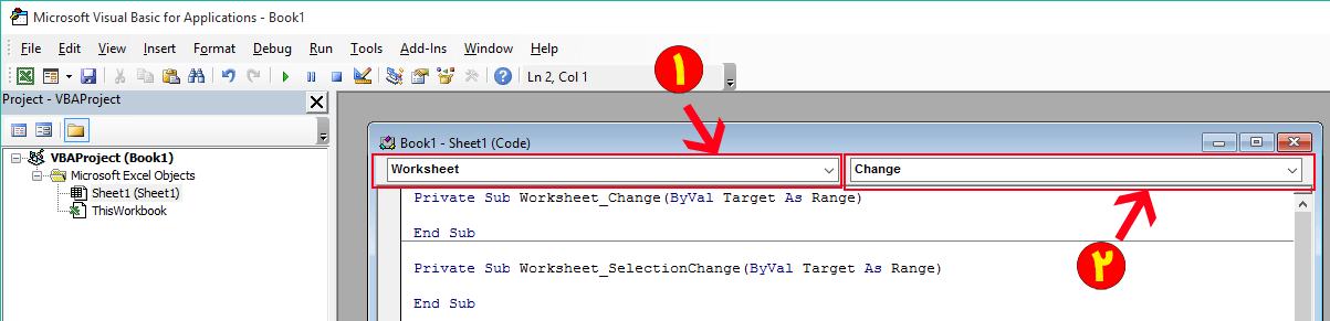 change event in vba in excel