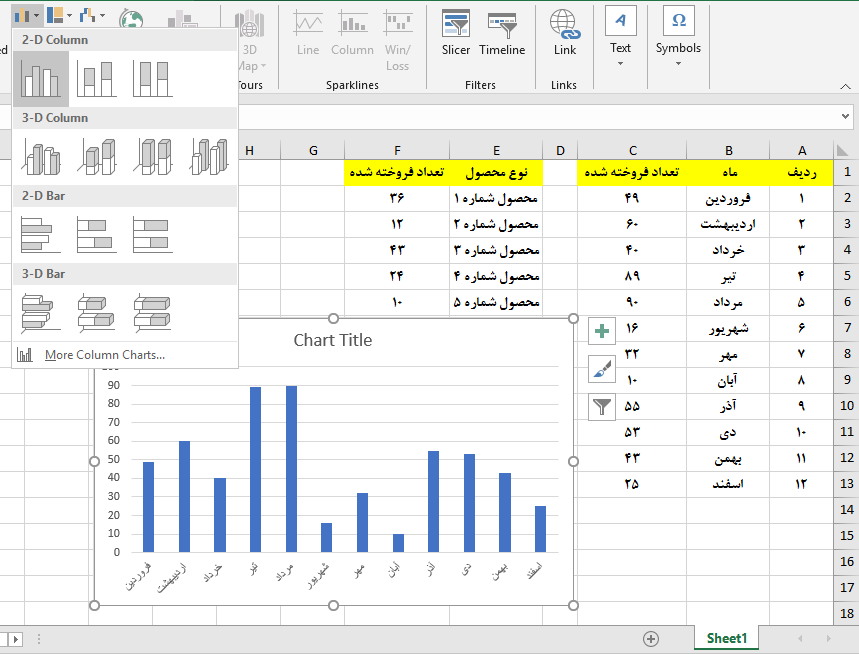insert chart in Excel