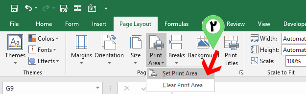 Set Print Area in Excel
