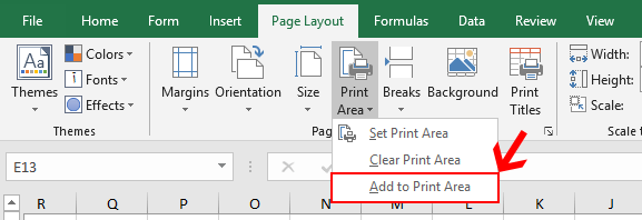 Add to Print Area