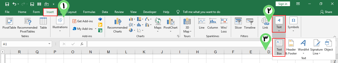 Insert Text Box in Excel