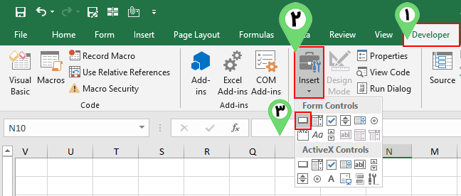 Insert Buttom From Developer in Excel