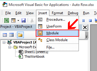 insert New Module in Excel Vba