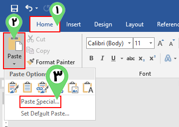 Paste Special in Word