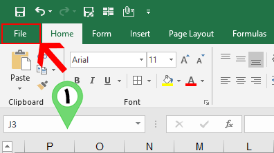 Select File Tab in Excel