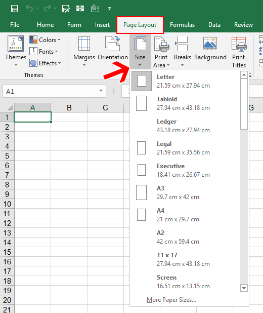 Page Size in Excel