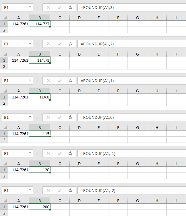 RoundUp Function in Excel
