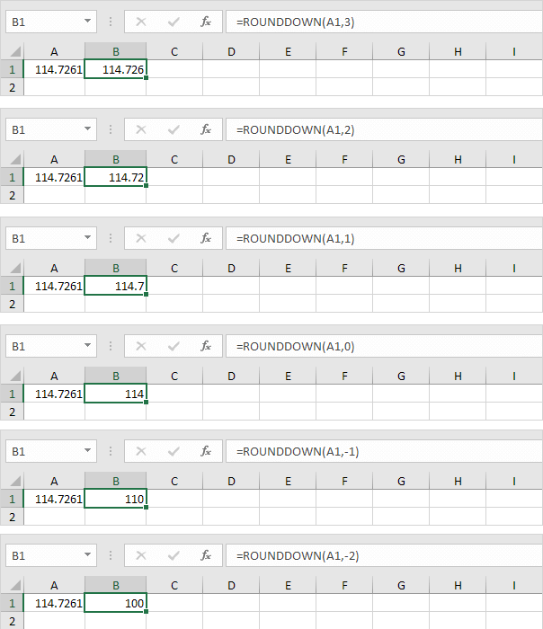 Rounddown Function in Excel