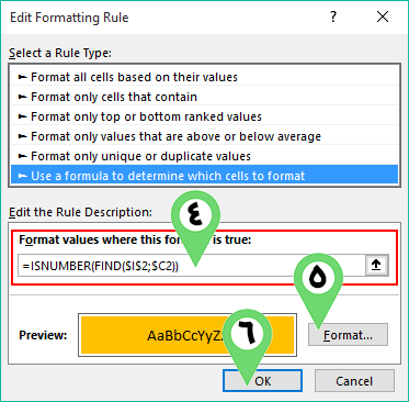 Combin isnumber and find function in Excel