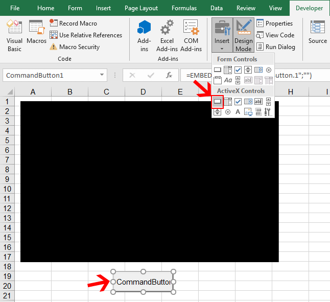 Insert Command Button in Excel