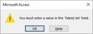 you must enter a value in the field access