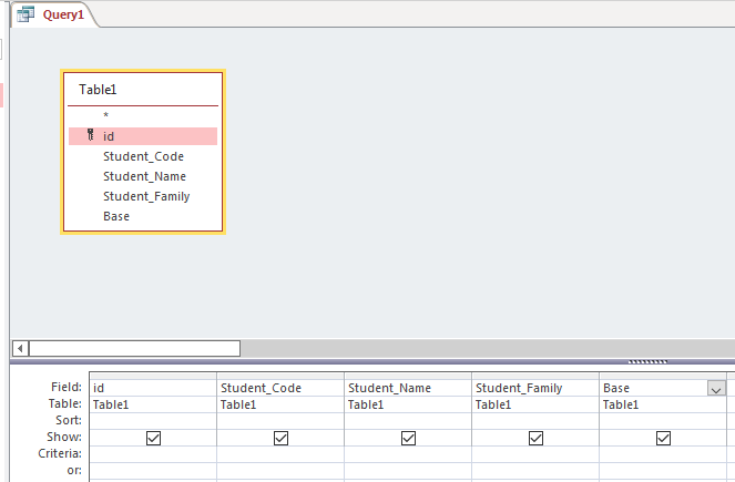 Add table field to query in access