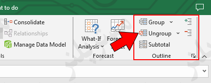 Ungroup in Excel