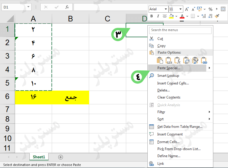 Copy and paste special in excel